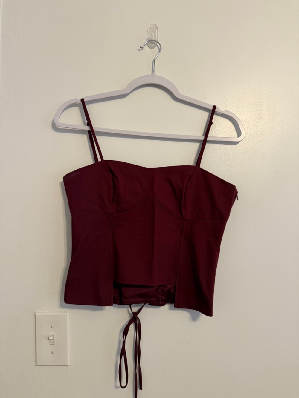 & Other Stories Burgundy Corset-Style Satin Cami